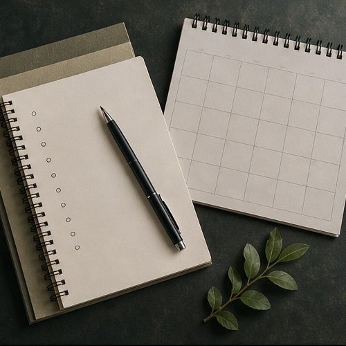 An open question list and calendar prepared for a professional appointment